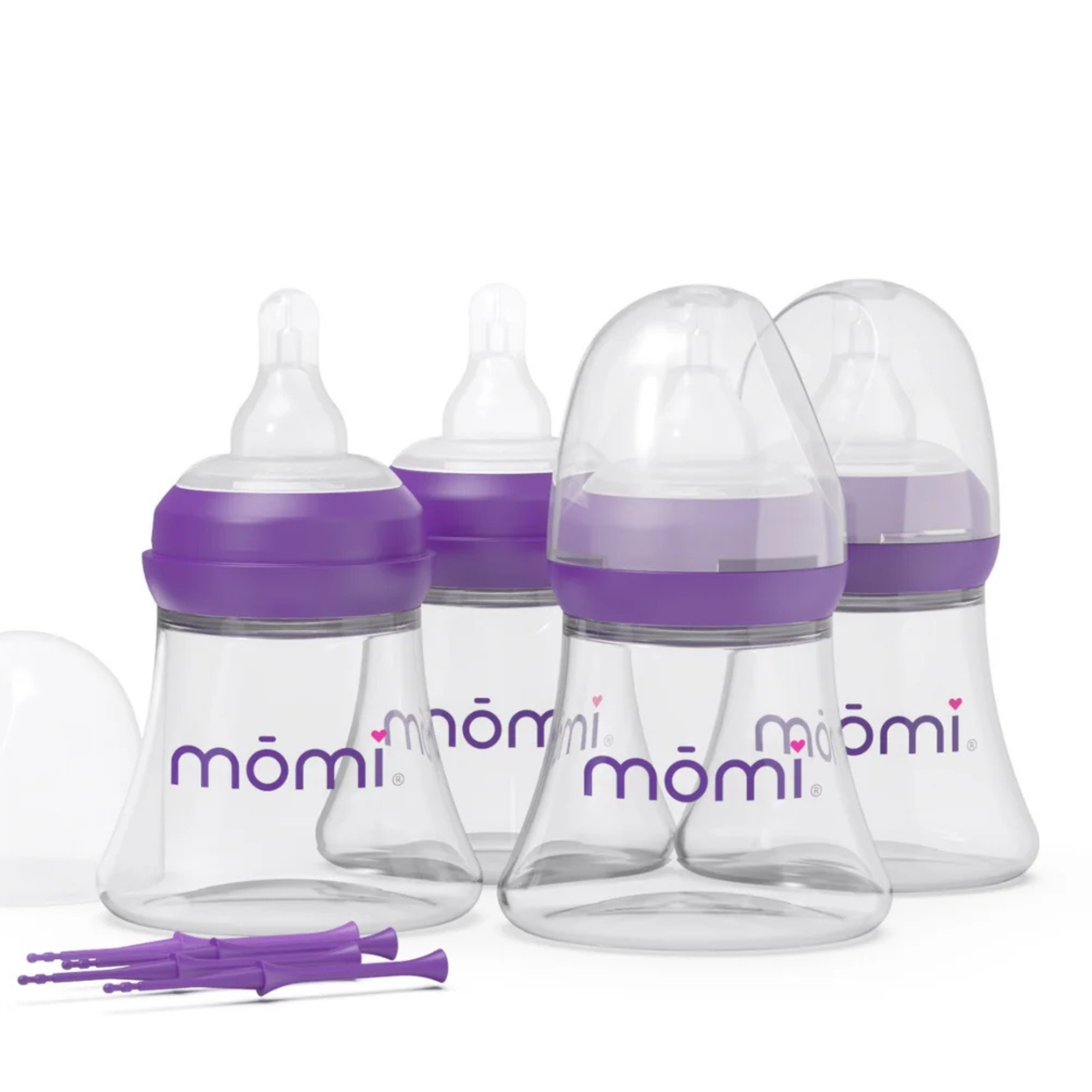 mōmi breast-like bottle glass or plastic 4-set, 5oz