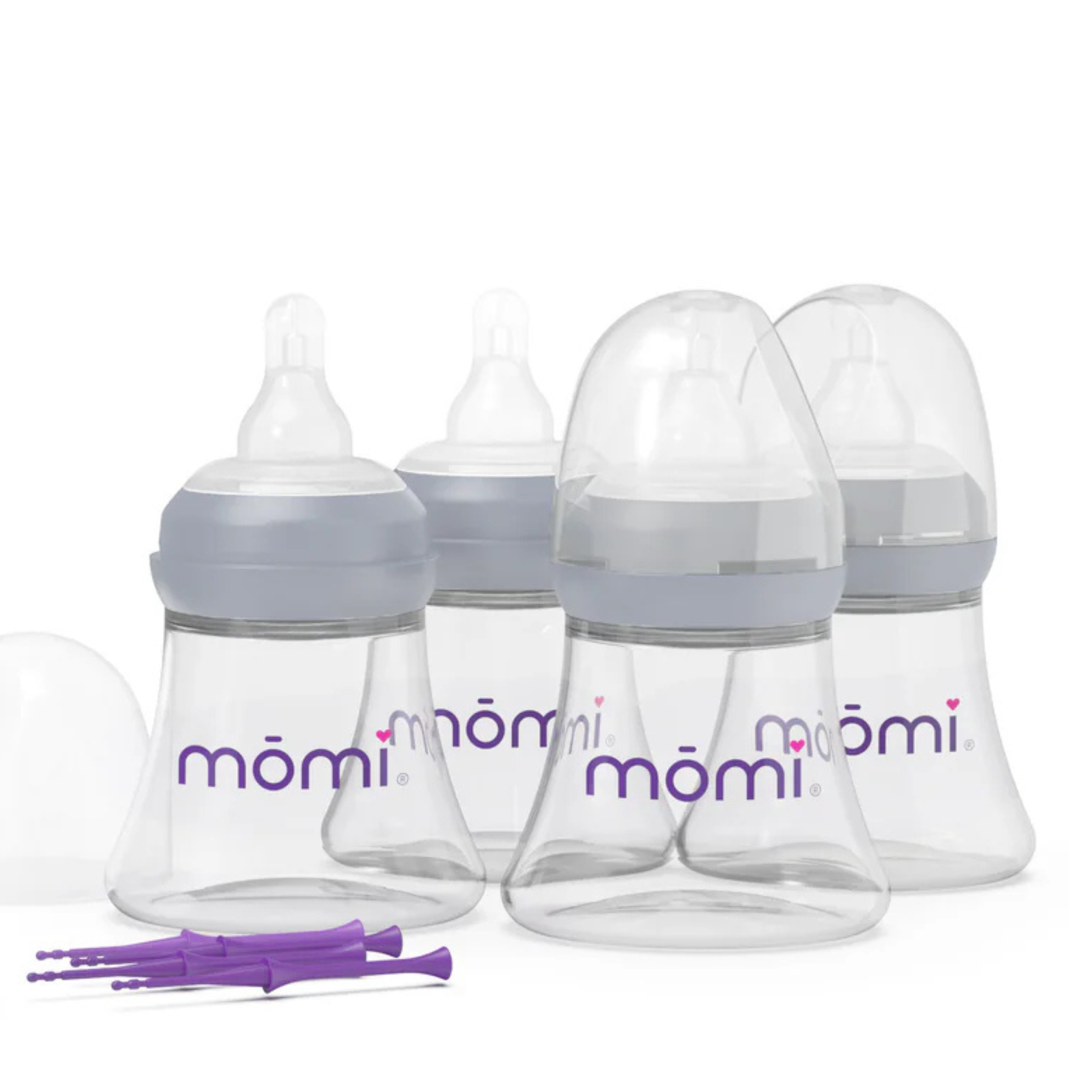 mōmi breast-like bottle glass or plastic 4-set, 5oz